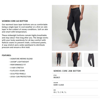 WOMENS CORE 260 BOTTOM